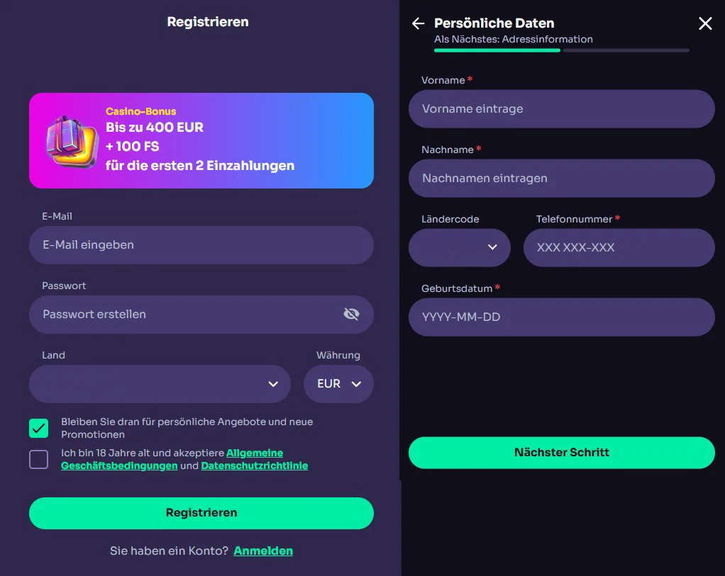WinSpirit Casino registr